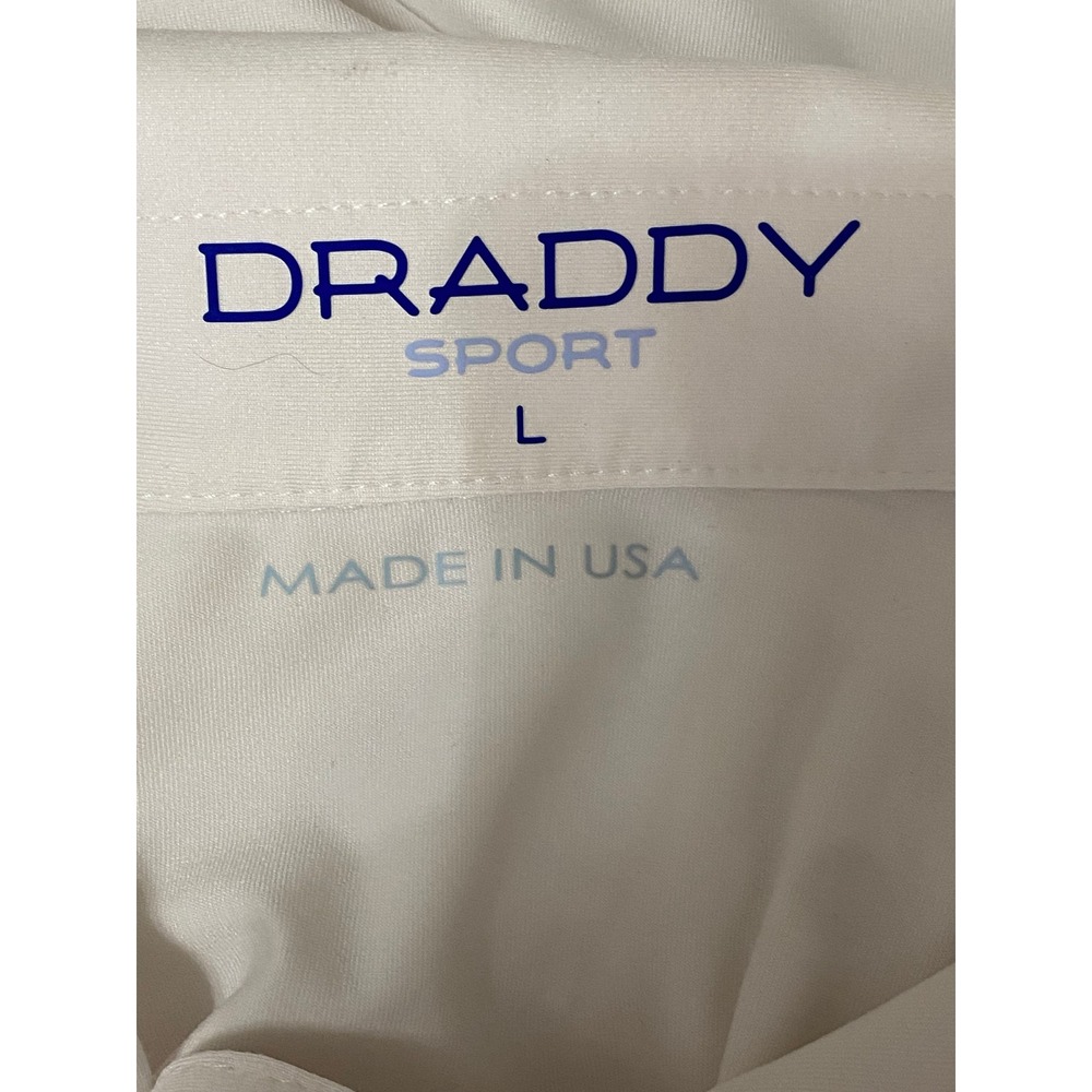 Draddy Sport Polo Shirt Athletic‎ Golf Performance Logo USA Made White L - Picture 4 of 8